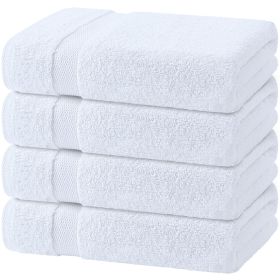 White Bath Towels 4 Pack 27x54 Inch 100% Ring Spun Cotton 650GSM Extra Absorbent Soft White Towels for Bathroom Shower Hotel Spa