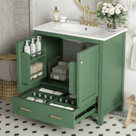 30 Inch Bathroom Vanity with Single Sink, Combination Under Counter Sink, Bathroom Storage Cabinet with 2 Doors and a Drawer, Soft Closure