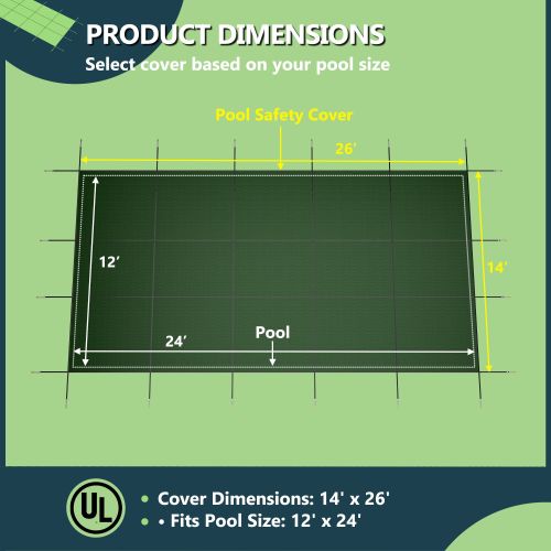 Inground Pool Safety Cover, Rectangle Winter Pool Cover,for Swimming Pools,UV Protection Tarp Waterproof,Green