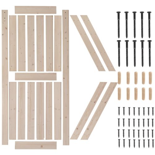 Wood Color, 84x36in, Spruce Wood, 6.6ft Included, J-shaped Rail, K-shaped Sliding Door, Wooden Door, Barn Door Wood Color, 84x36in, Spruce Wood, 6.6ft Included, J-shaped Rail, K-shaped Sliding Door, Wooden Door, Barn Door