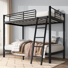 Loft Bunk Bed Twin Over Twin Size With Ladder And Guardrail,Heavy Duty Metal Slats Support No Box Spring Needed Small Space Saving Furniture For (Option: Twin over Twin)