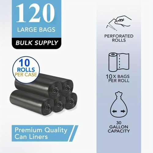 Black Heavy duty 30 gallon, black trash bag, 33 "x40", 60/120 count - durable, commercial grade trash liner for cleaning services and bulk suppli